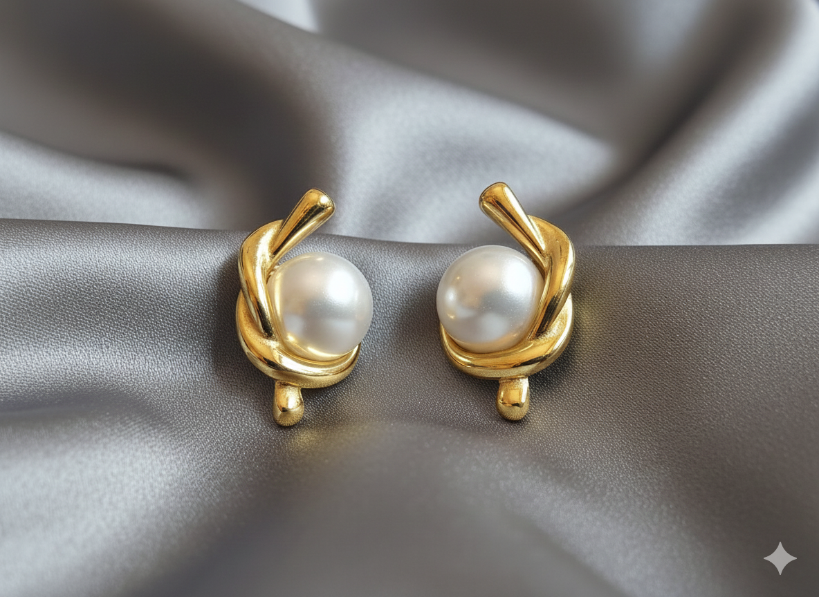 Twisted pearl stud